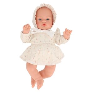 Muñeco Helena con vestido y gorrito White flowers