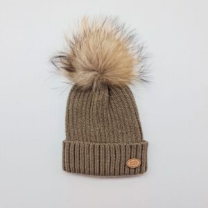 Gorro infantil unisex con pompón de pelo natural Monnuage